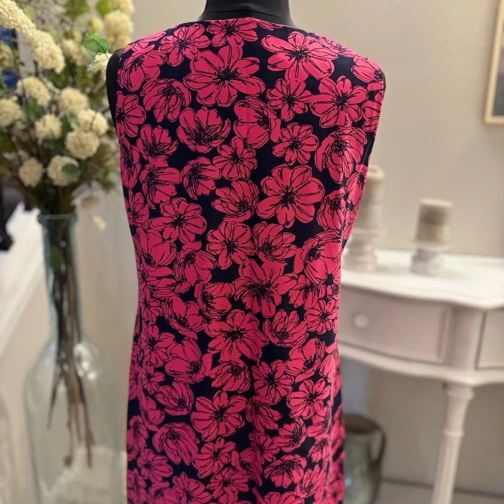 Aryeh Pink and Black Floral Midi Dress - Picture 2 of 4